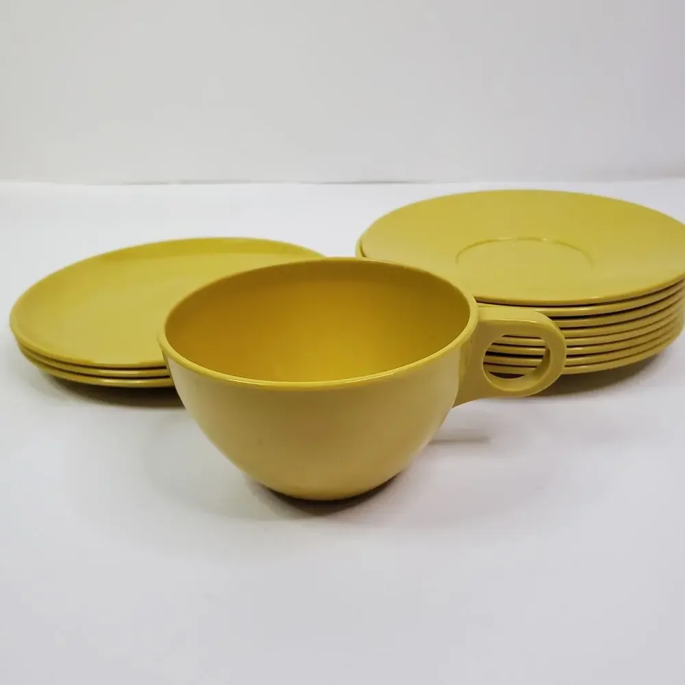 Vtg Melmac Harvest Gold Dishes Lot of 12 Melamine Bowls Platters 1 cup